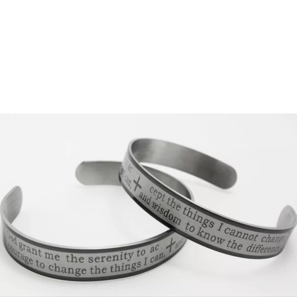 Unisex Serenity Prayer Cuff Bracelet - Picture 2 of 3